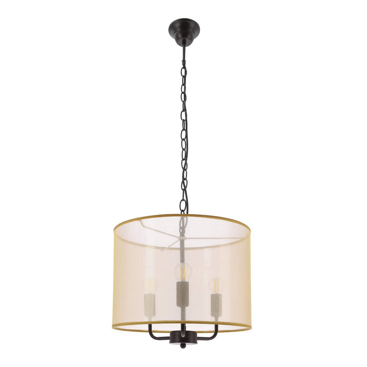 PACIFICA lampa wisząca czarny 3x40W E14 abażur złoty