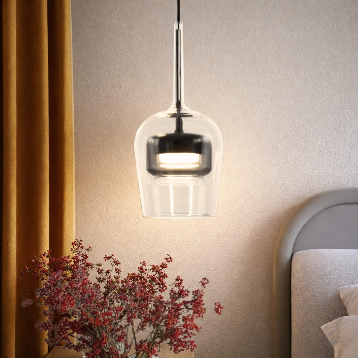 GLAXI lampa wisząca czarny 1x9W GX53 klosz bezbarwny+dymiony