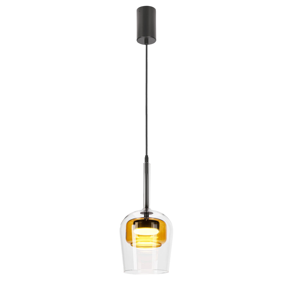 GLAXI lampa wisząca czarny 1x9W GX53 klosz bezbarwny+żółty