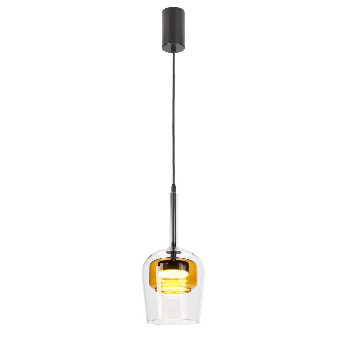 GLAXI lampa wisząca czarny 1x9W GX53 klosz bezbarwny+żółty