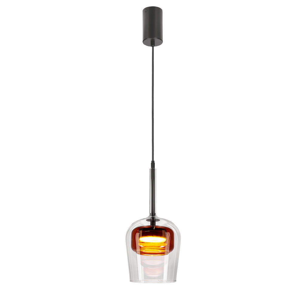 GLAXI lampa wisząca czarny 1x9W GX53 klosz bezbarwny+brązowy