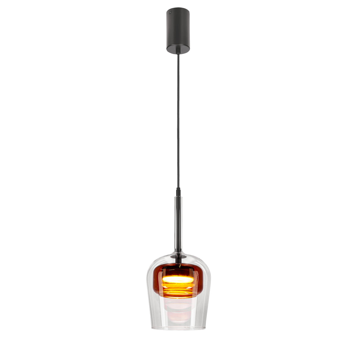 GLAXI lampa wisząca czarny 1x9W GX53 klosz bezbarwny+brązowy