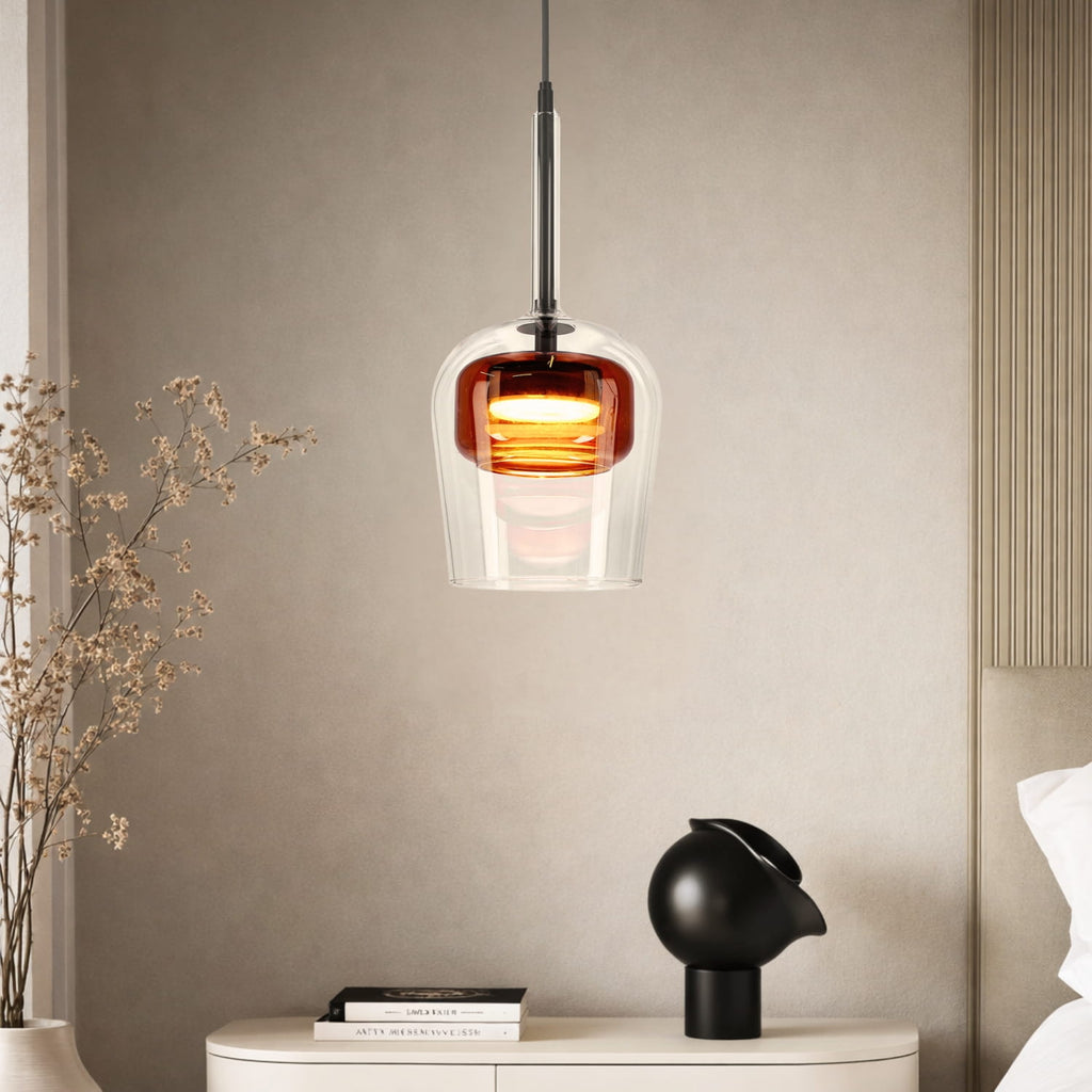 GLAXI lampa wisząca czarny 1x9W GX53 klosz bezbarwny+brązowy