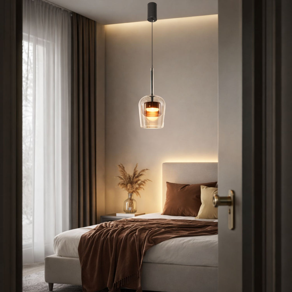 GLAXI lampa wisząca czarny 1x9W GX53 klosz bezbarwny+brązowy