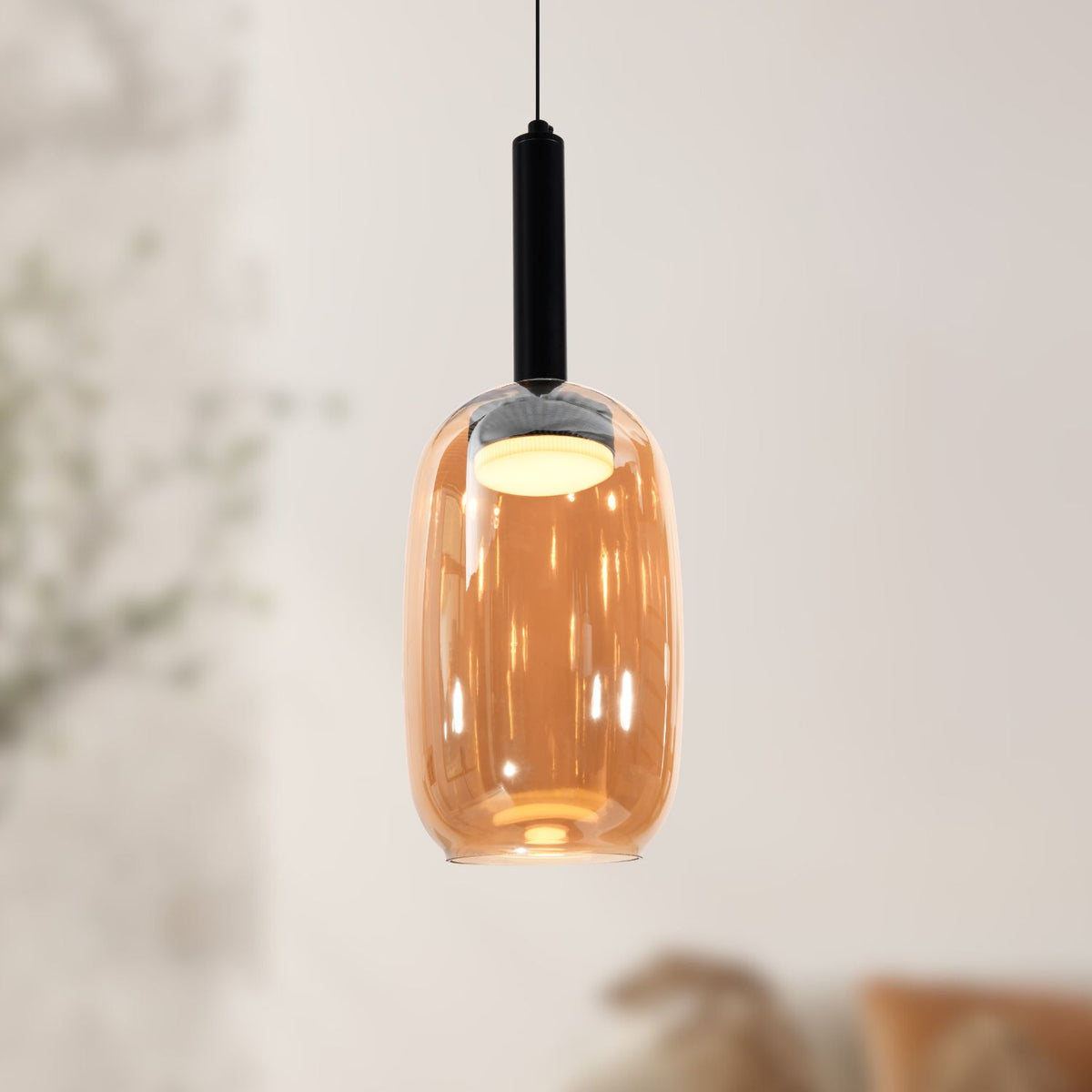 BUENO lampa wisząca czarny GX53 klosz bezbarwny+bursztynowy