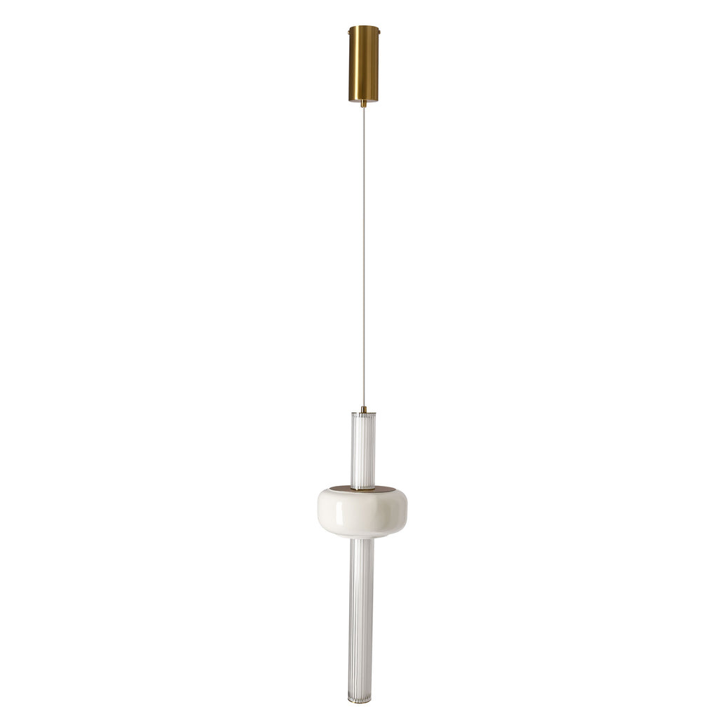 PURAS G lampa wisząca mosiężny 15W LED 3000K klosz bezbarwny+biały