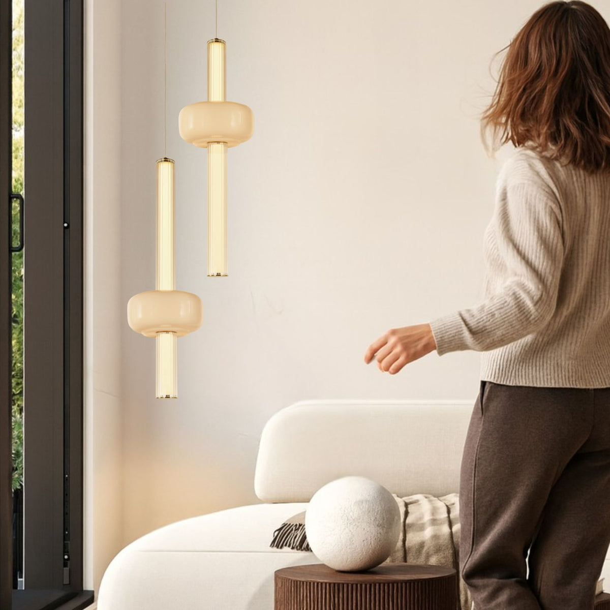 PURAS G lampa wisząca mosiężny 15W LED 3000K klosz bezbarwny+biały