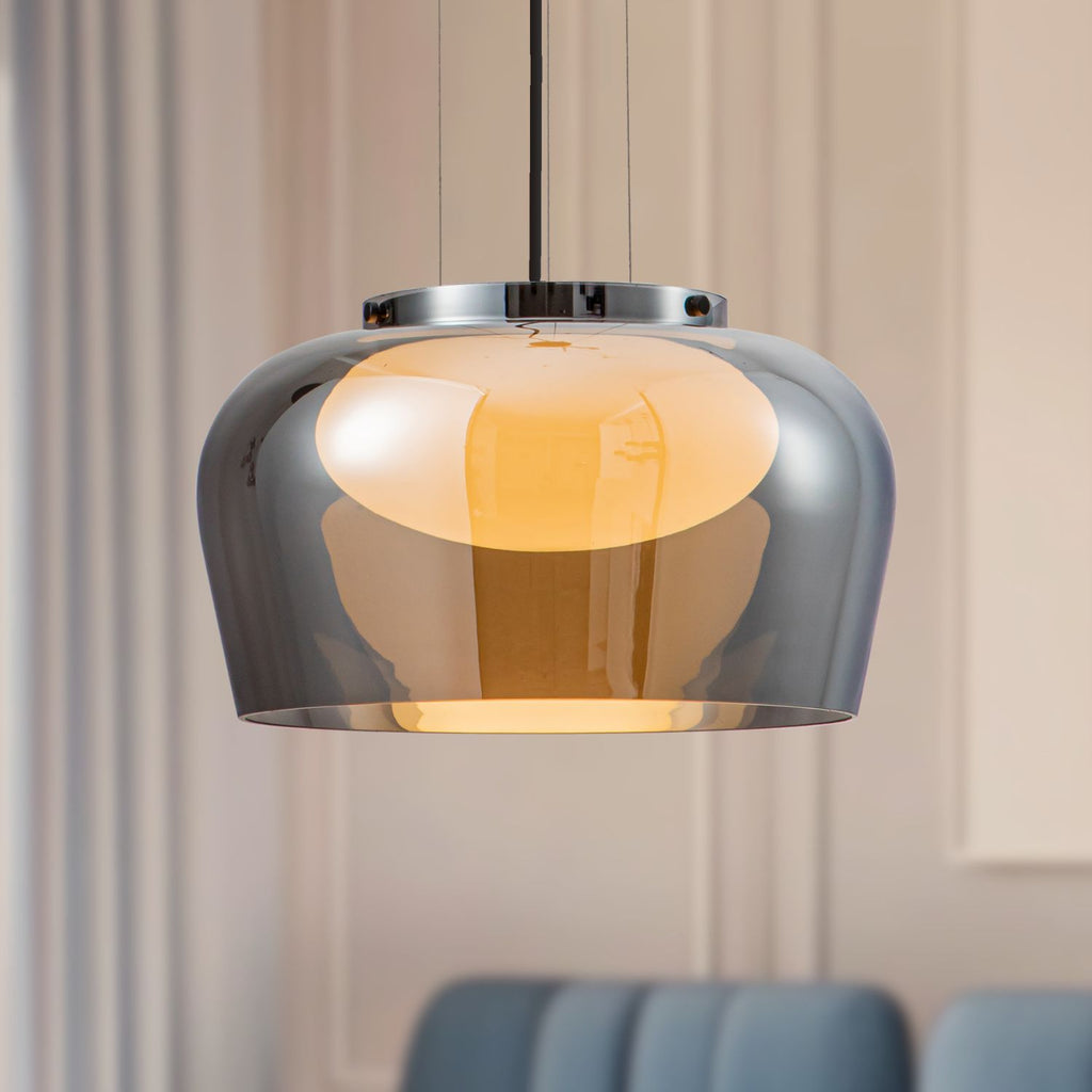 INSIEME 38 lampa wisząca czarny+chromowy 1x10W GX53 klosz dymiony+biały