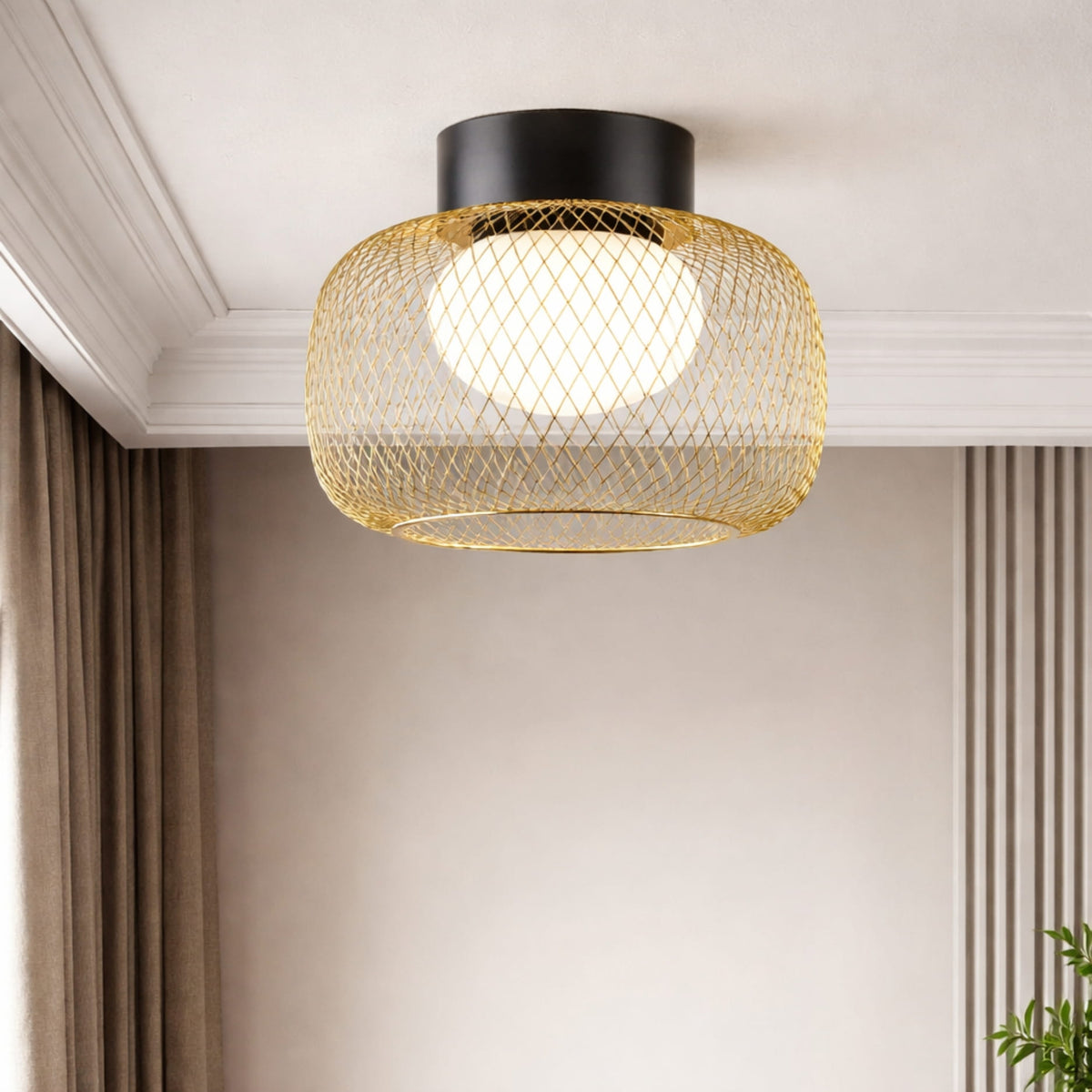 SOPRA 25 lampa sufitowa czarmy 1x10W GX53 klosz złoty+biały