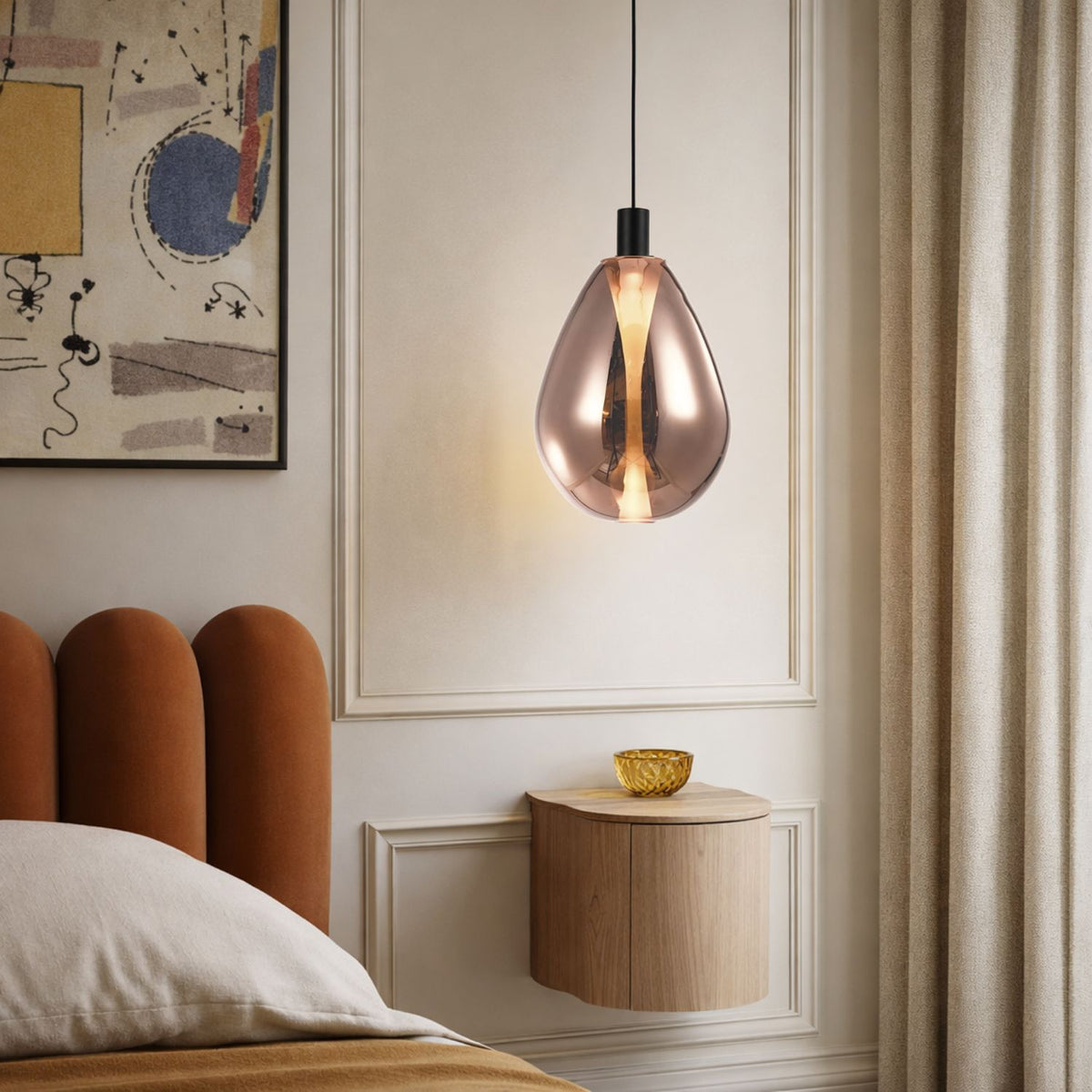 DENSO 20 lampa wisząca czarny 1x5W G9 klosz miedziany