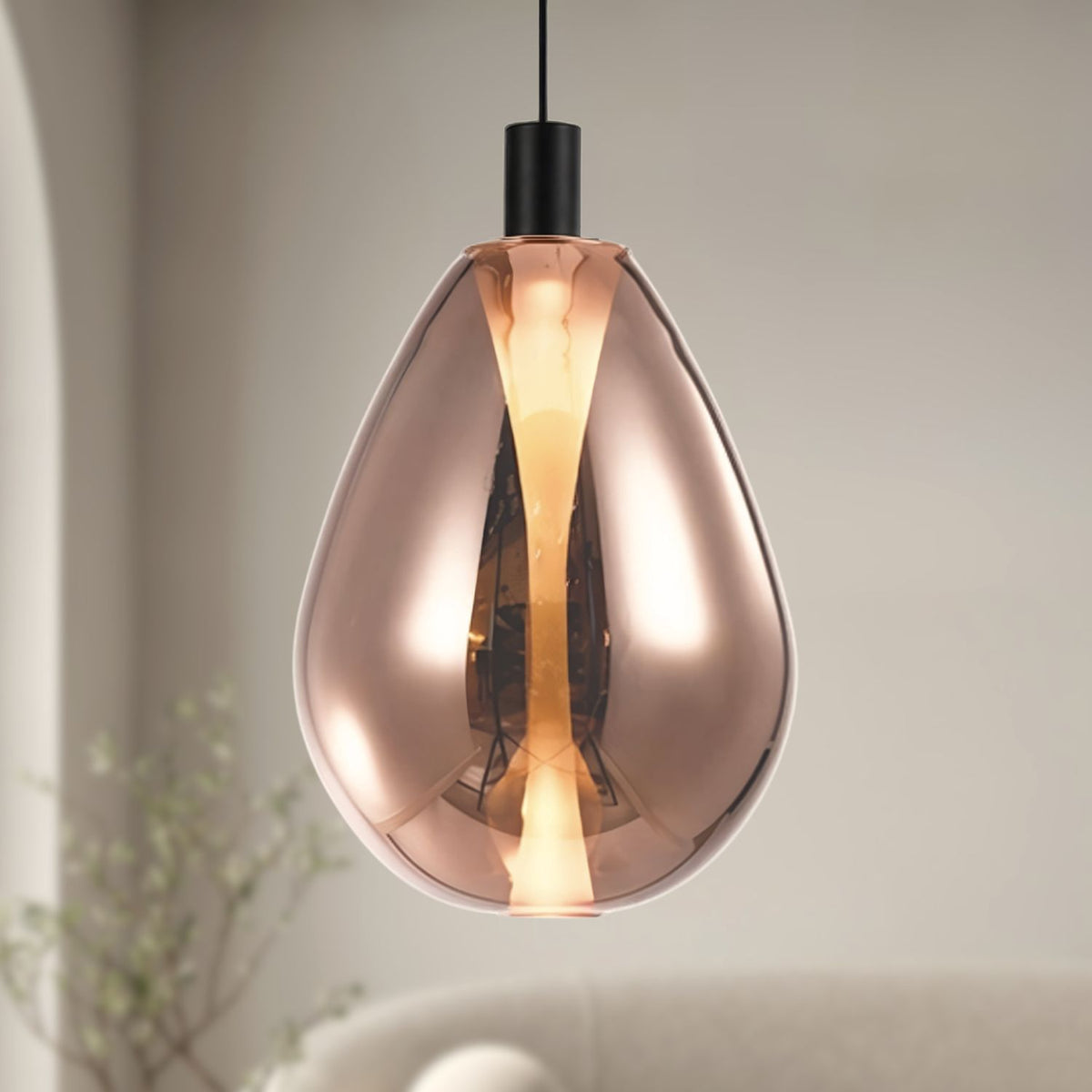DENSO 30 lampa wisząca czarny 1x10W GU10 klosz miedziany