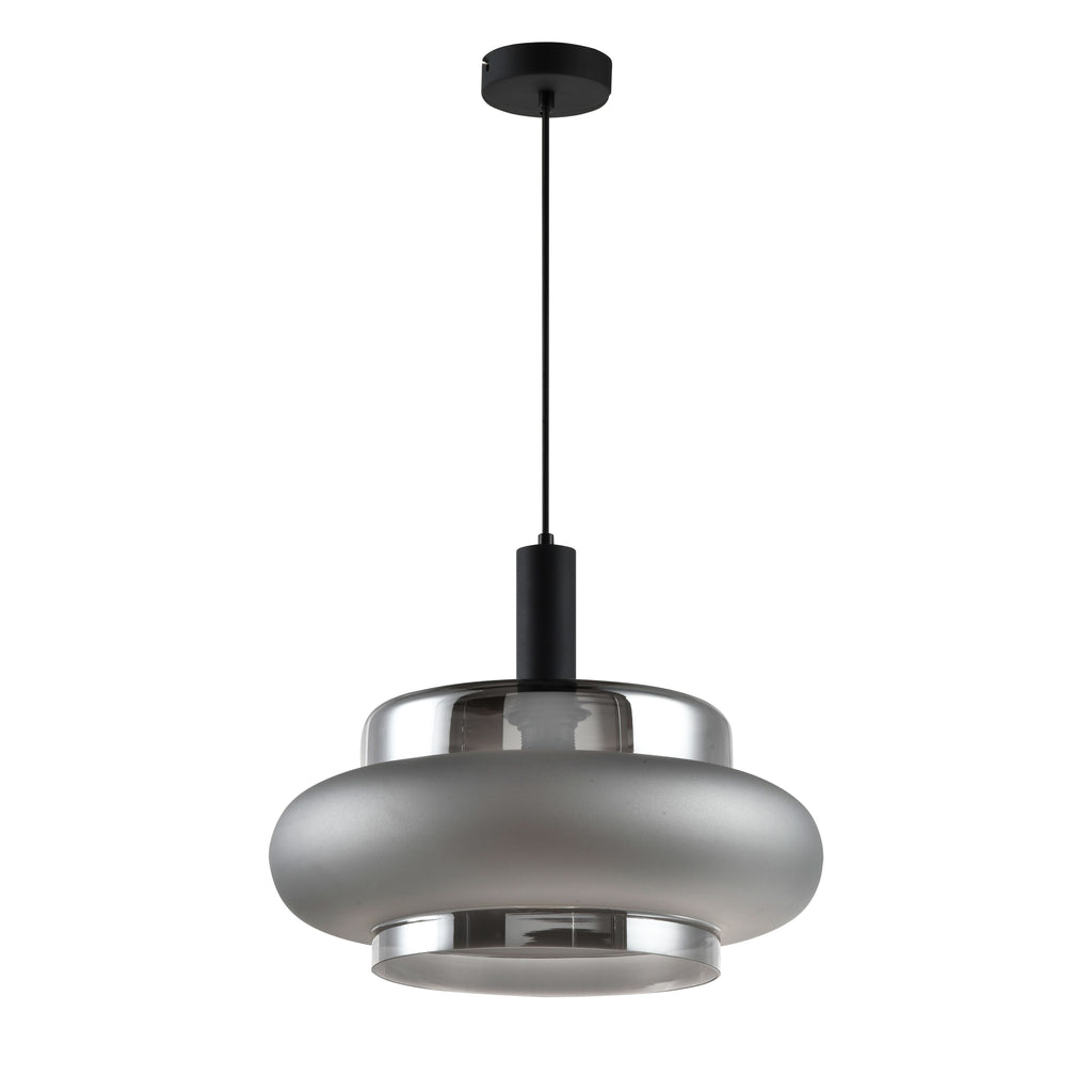 BRIZI lampa wisząca czarny 1x40W E27 klosz dymiony mrożony