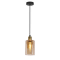 DOPPIO lampa wisząca czarny+złoty 1x40W E14 klosz bursztynowy