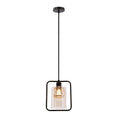 DESTRO lampa wisząca czarny 1x40W E27 klosz bursztynowy