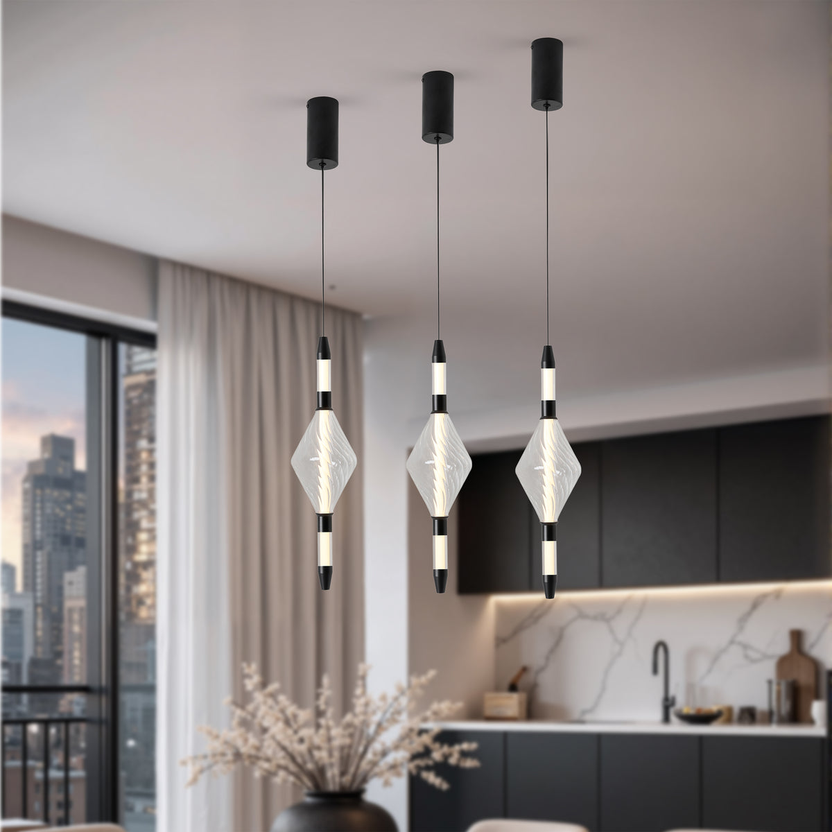 VITA lampa wisząca czarny 7,5W LED 2700K klosz bezbarwny
