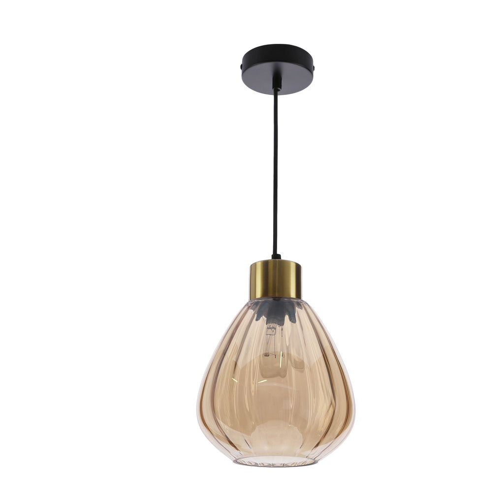 MONTE lampa wisząca czarny 1x40W E27 klosz bursztynowy