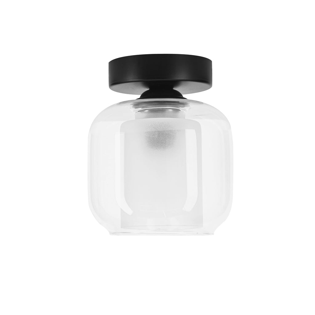 ESTIMA lampa sufitowa czarny 1x40W E27 klosz bezbarwny+piaskowany
