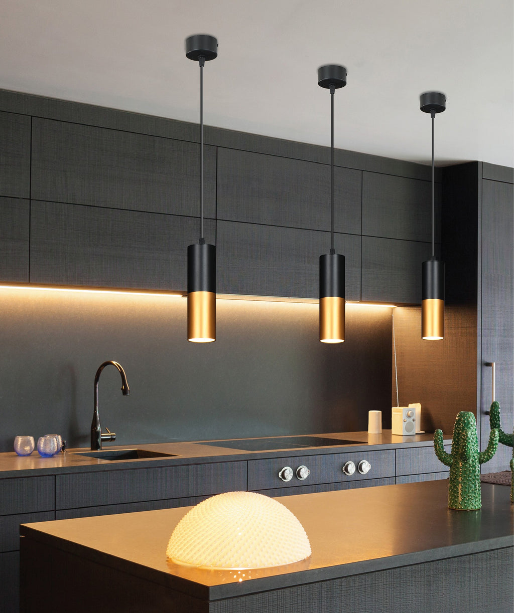 lampa wisząca tuba 1x15W GU10 5,8/30 czarno złoty