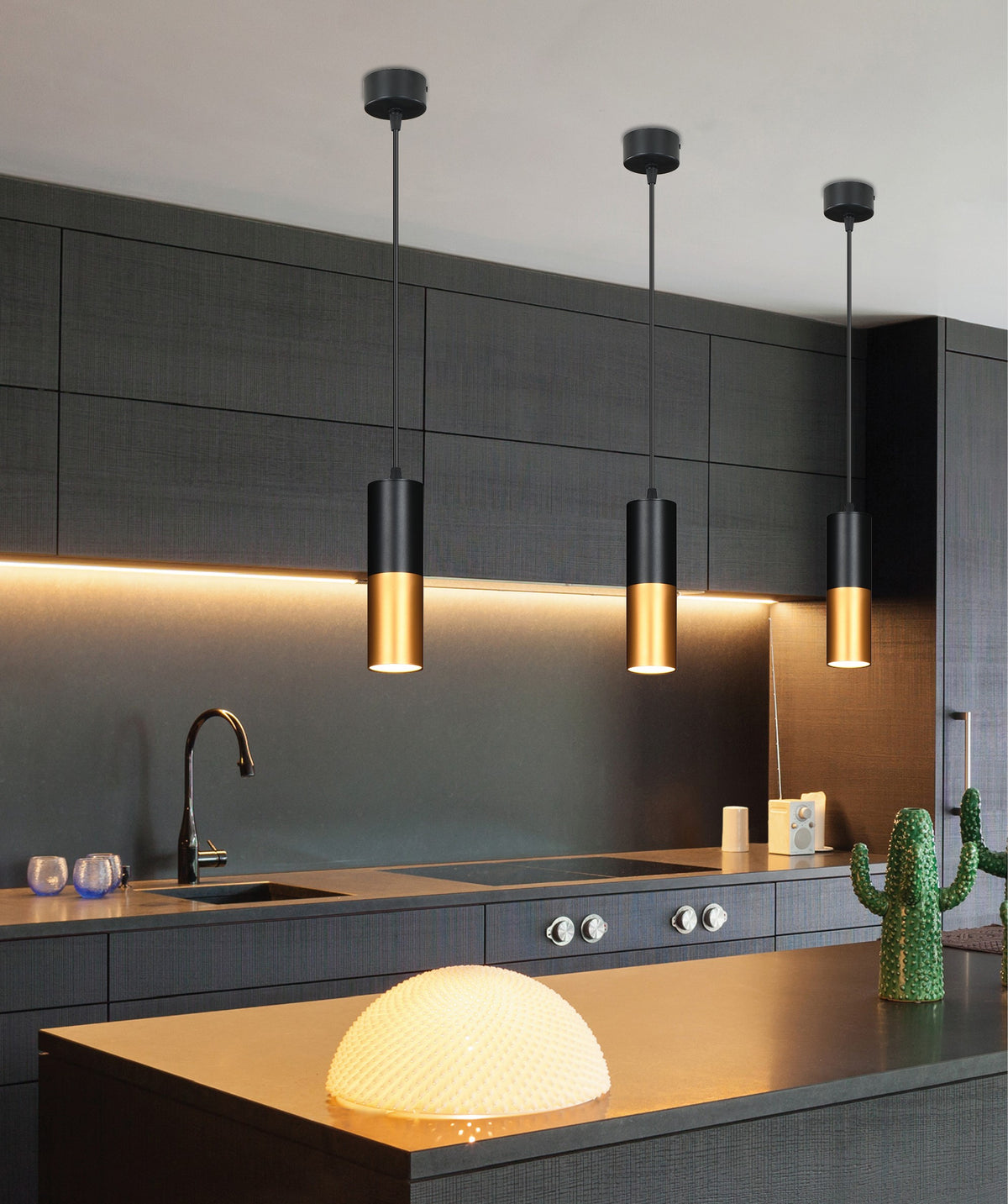 lampa wisząca tuba 1x15W GU10 5,8/30 czarno złoty