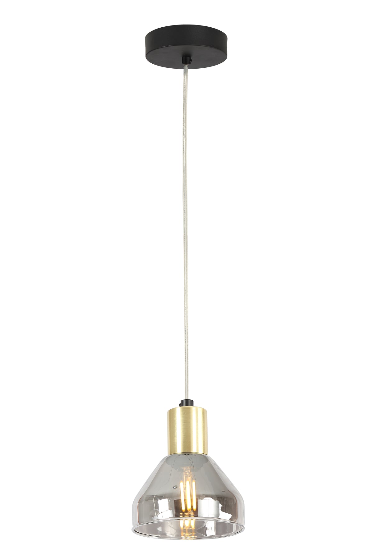 lampa wisząca gregory czarny brąz 1x40W E14 klosz dymiony