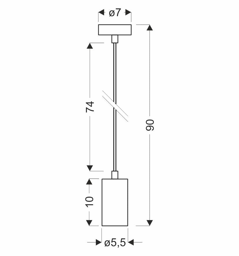 Tubo lampa wisząca czarny 1x25W GU10 klosz 10cm czarny