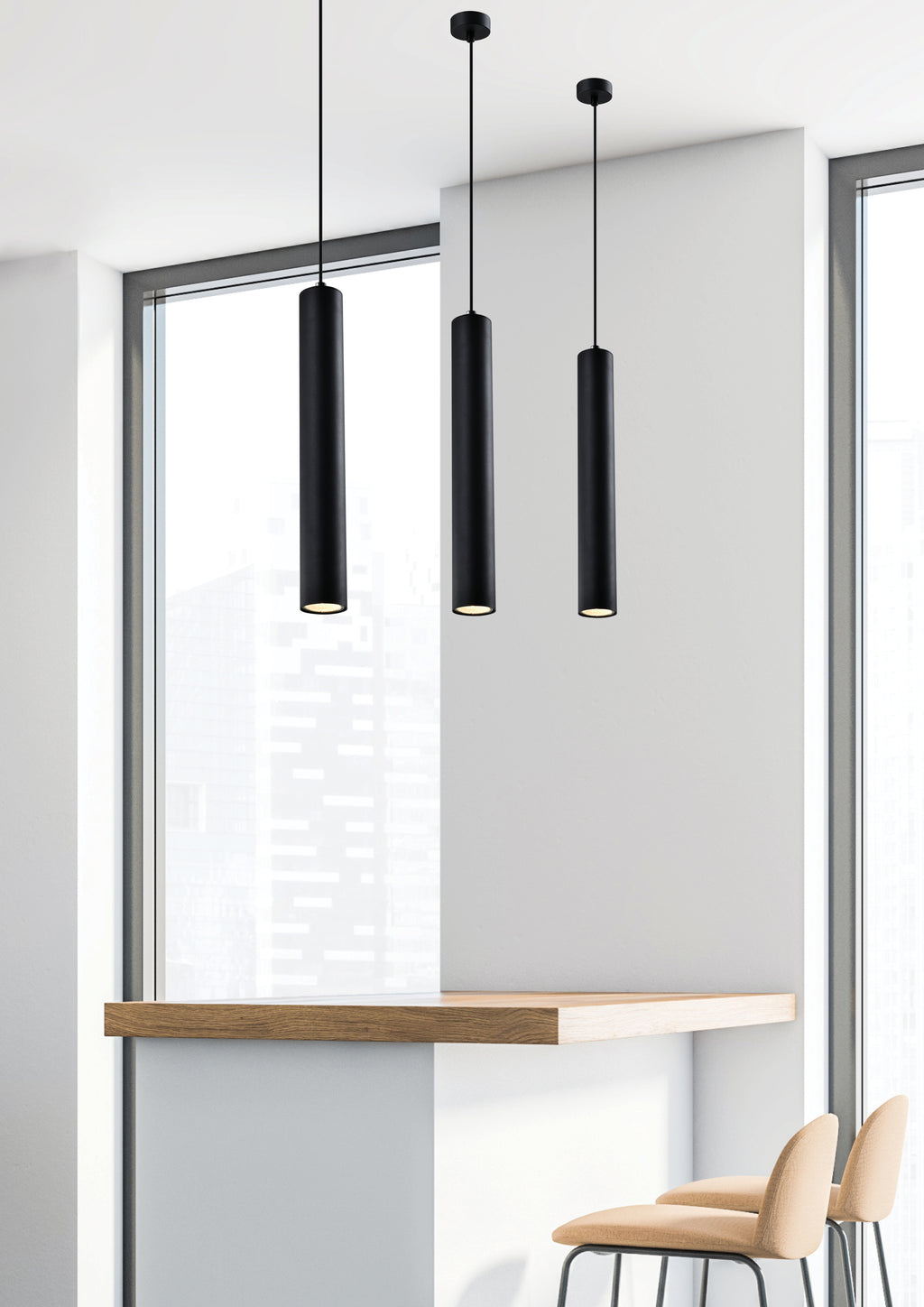 Tubo lampa wisząca czarny 1x25W GU10 klosz 40cm czarny