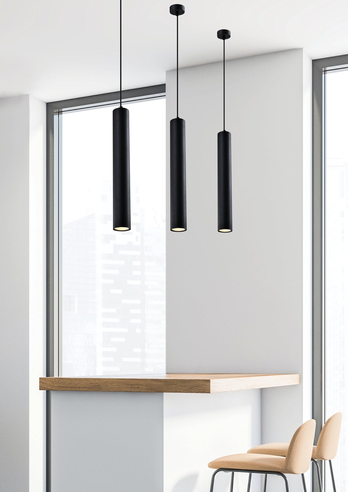 Tubo lampa wisząca czarny 1x25W GU10 klosz 40cm czarny