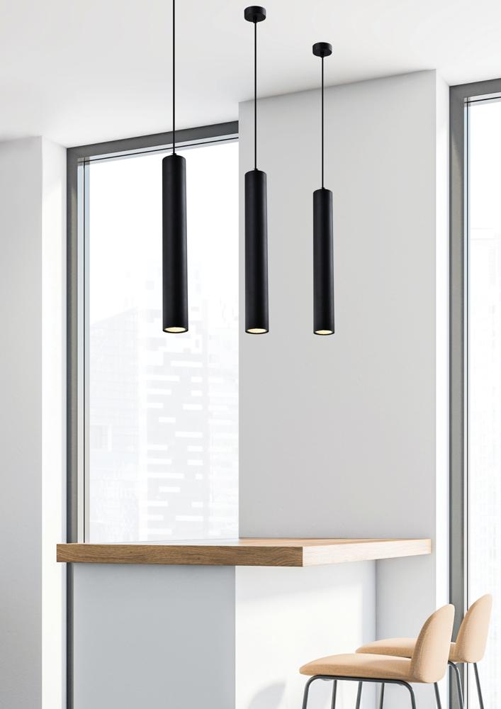 Tubo lampa wisząca czarny 1x25W GU10 klosz 40cm czarny