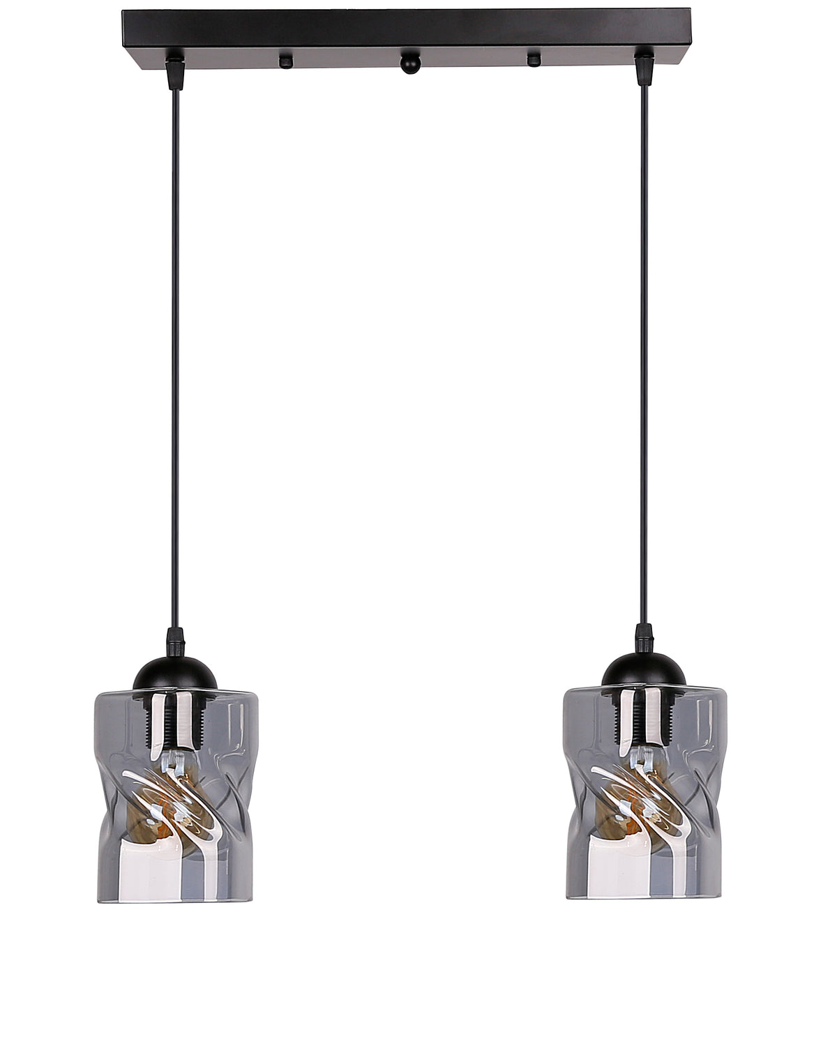 Felis lampa wisząca czarny 2x60W E27 klosz dymiony