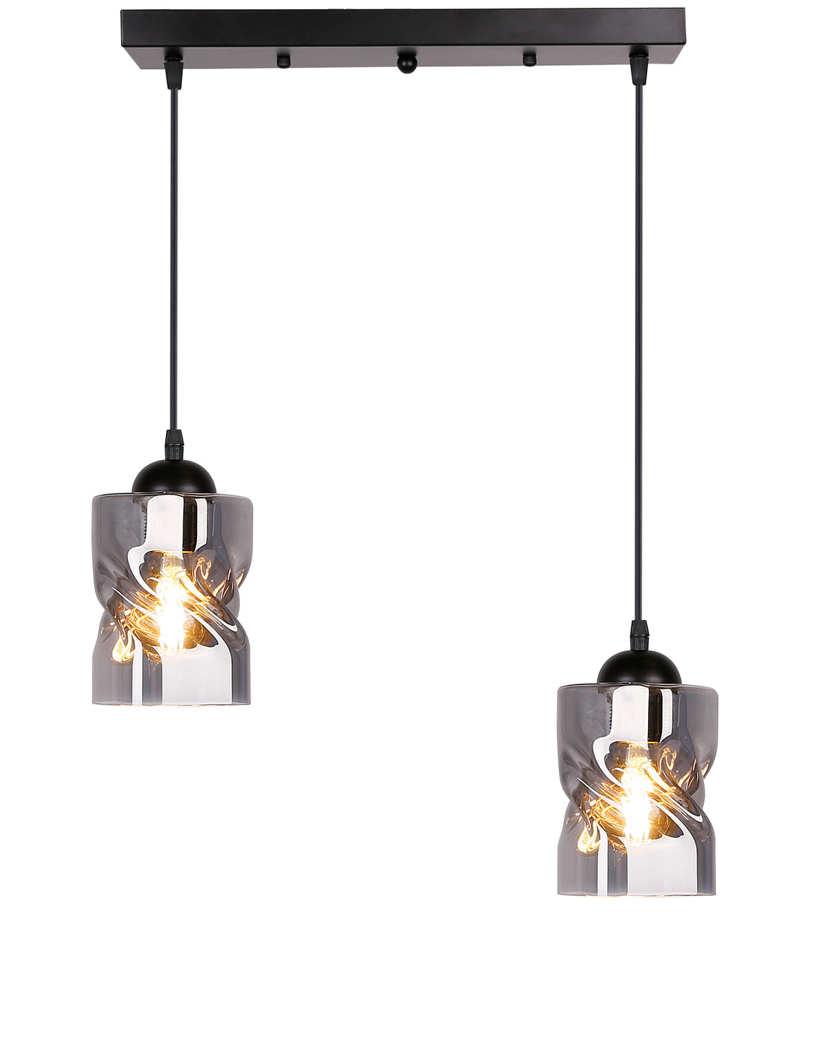 Felis lampa wisząca czarny 2x60W E27 klosz dymiony