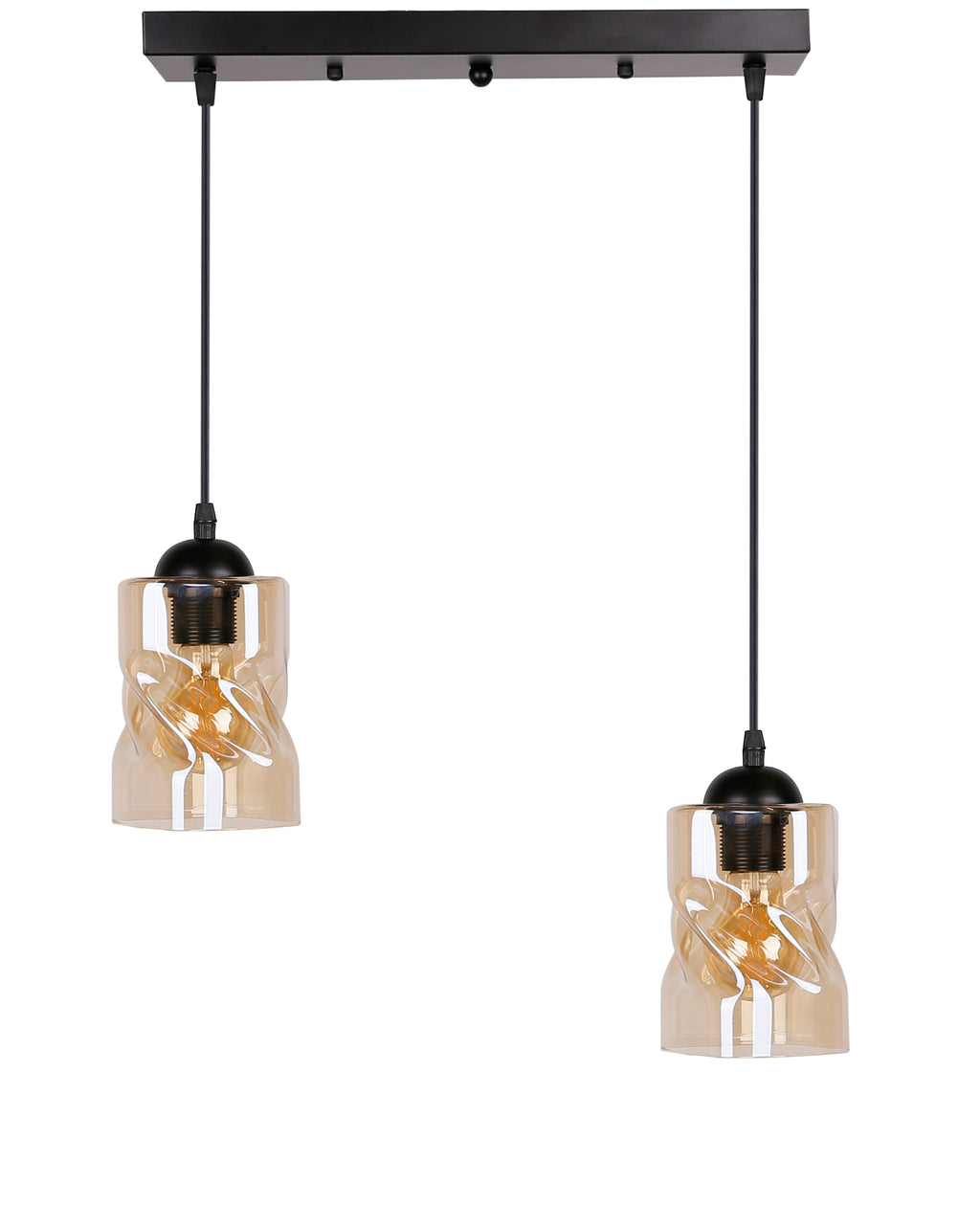 Felis lampa wisząca czarny 2x60W E27 klosz bursztynowy