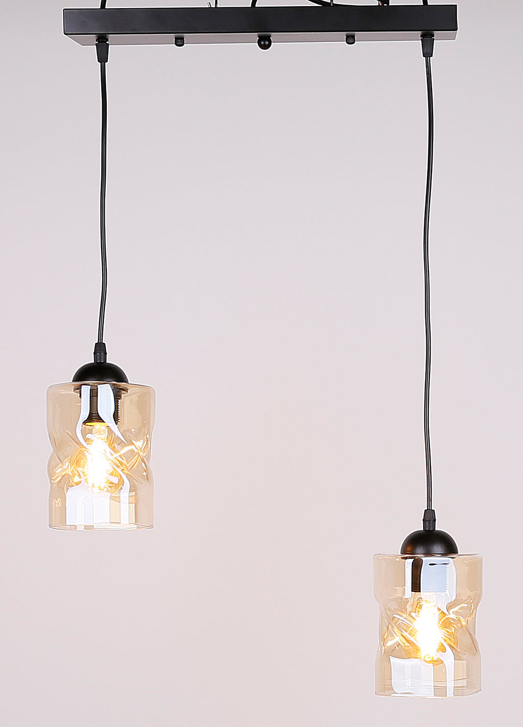 Felis lampa wisząca czarny 2x60W E27 klosz bursztynowy