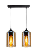Bistro lampa wisząca czarny 2x40W E27 klosz brązowy