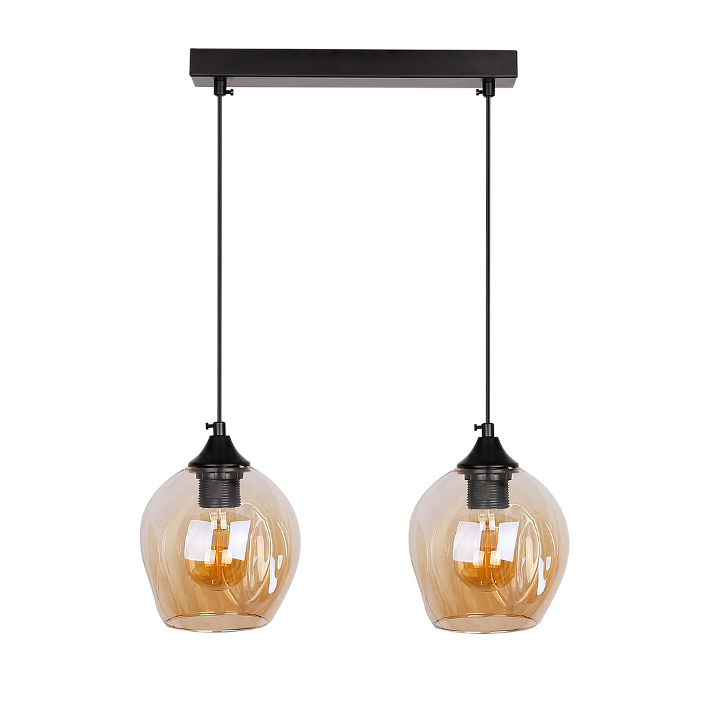 Aspa lampa wisząca czarny 2x40W E27 klosz brązowy