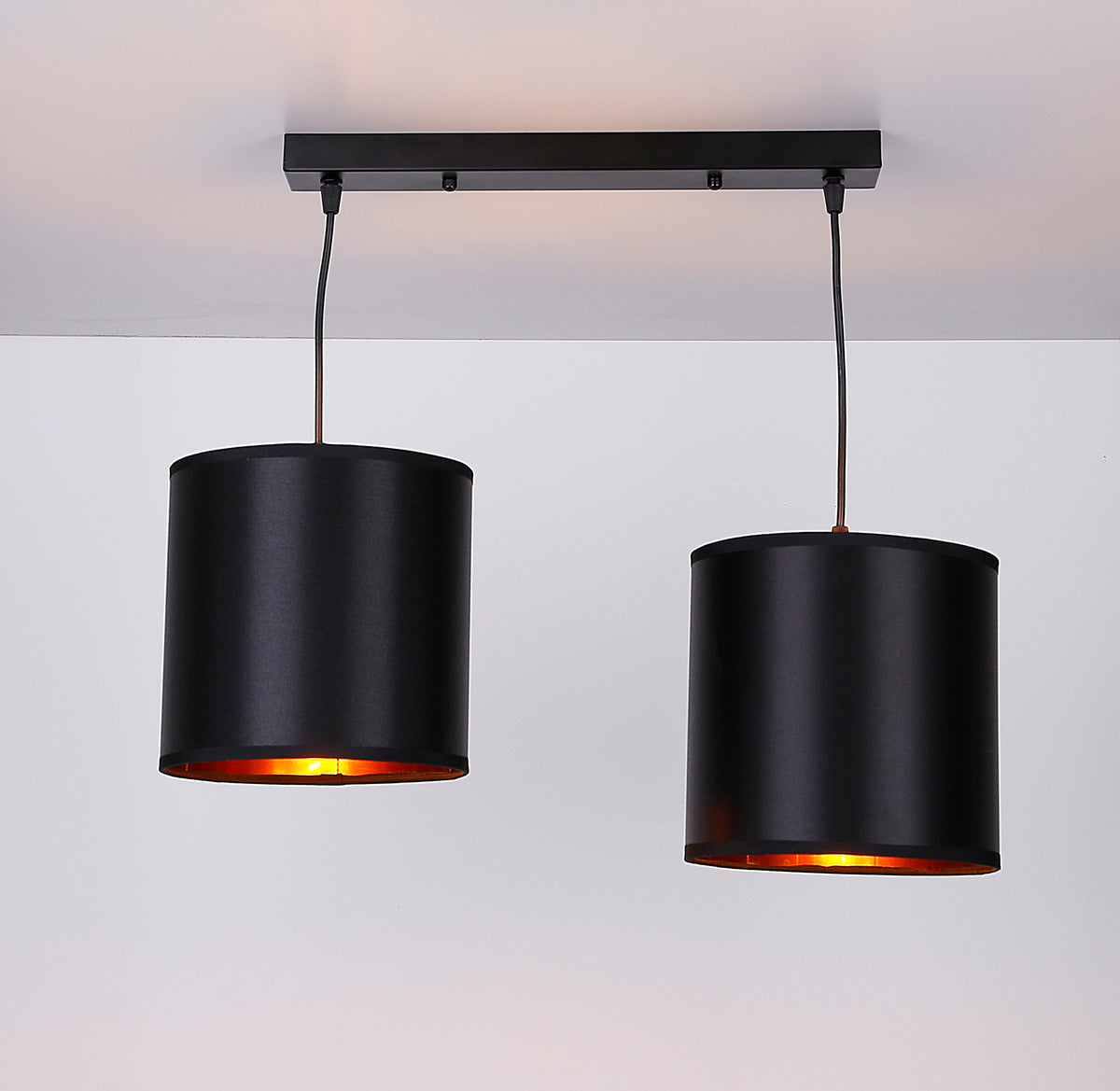 Candida lampa wisząca czarny 2x40W E27 abażur czarny