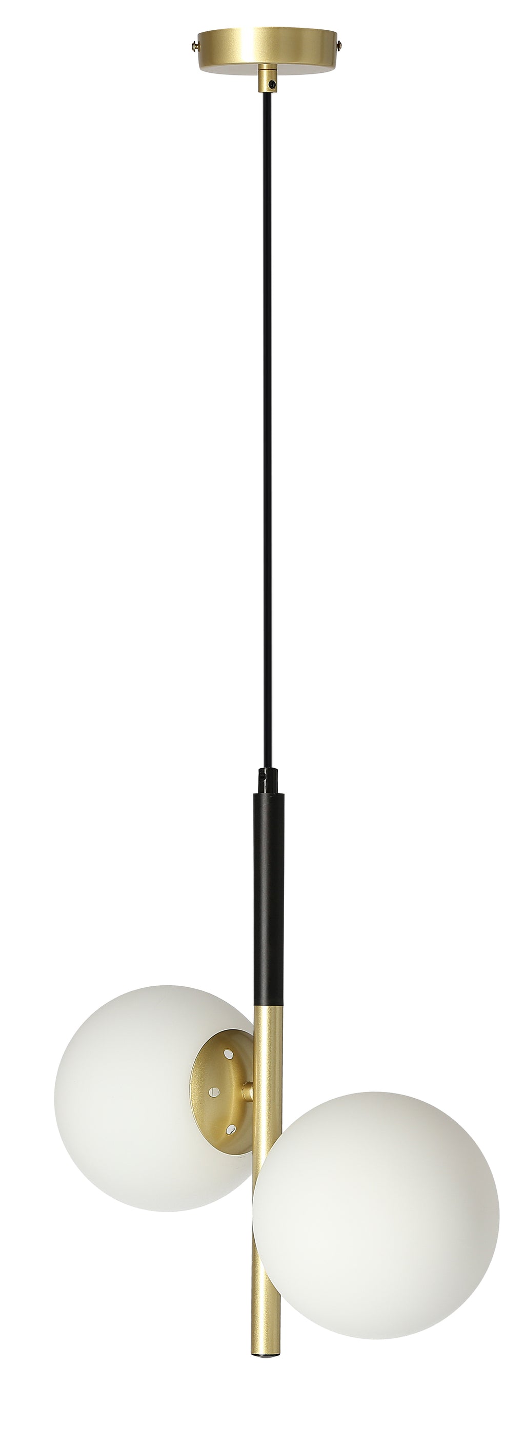 Duo lampa wisząca czarny matowy+złoty 2x15W E14 klosz biały