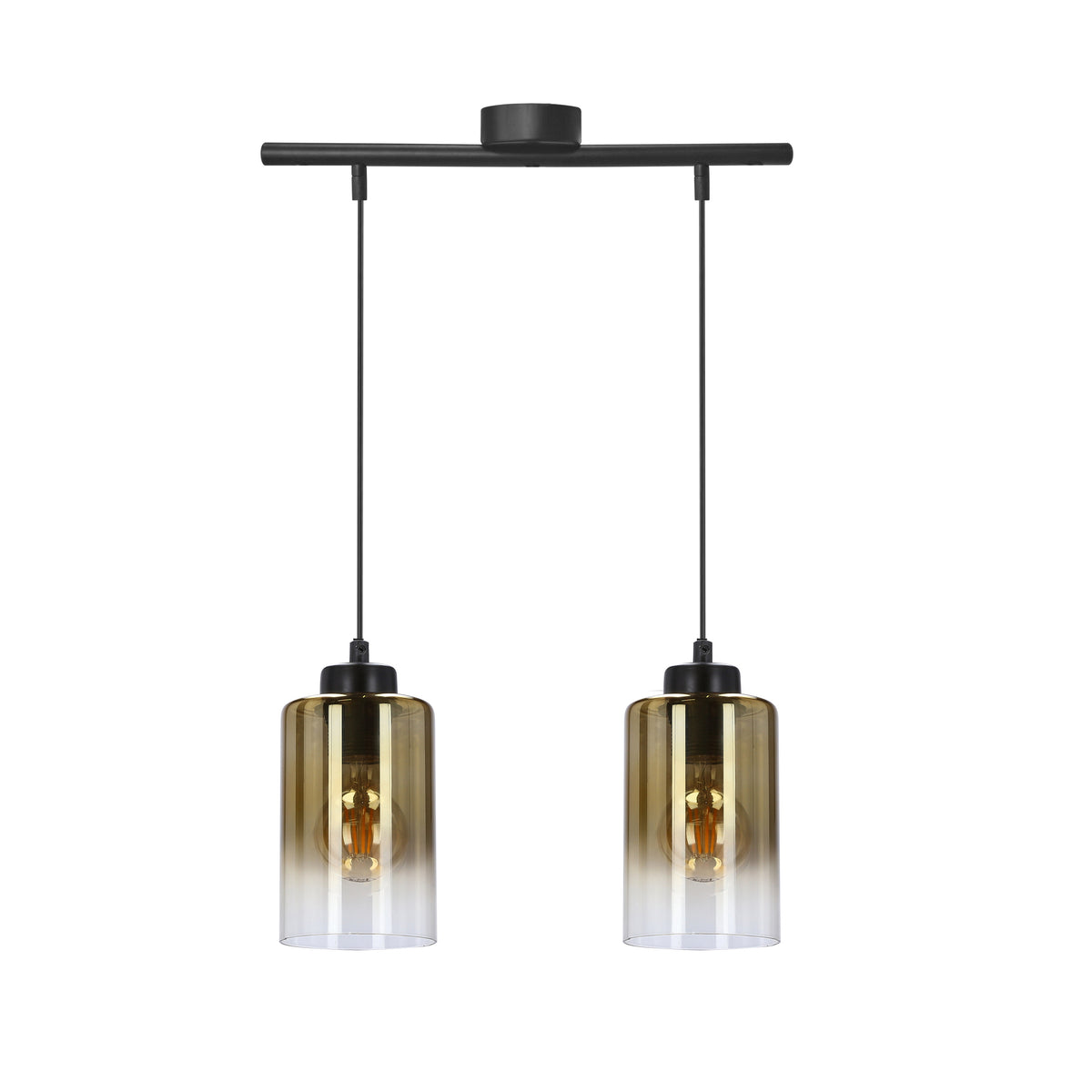 Aspra lampa wisząca czarny 2x60W E27 klosz bursztynowy
