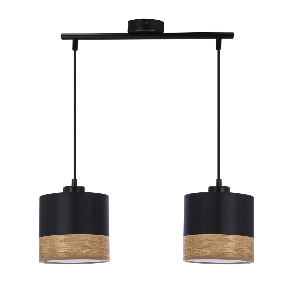 Porto lampa wisząca czarny 2x60W E27 abażur czarny+brązowy