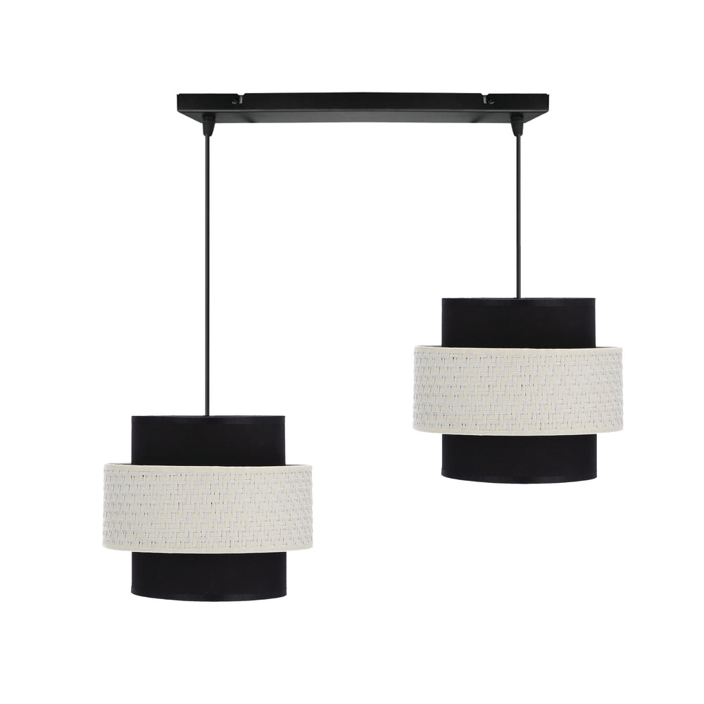 Benta lampa wisząca czarny 2x40W E27 abażur czarny+kremowy