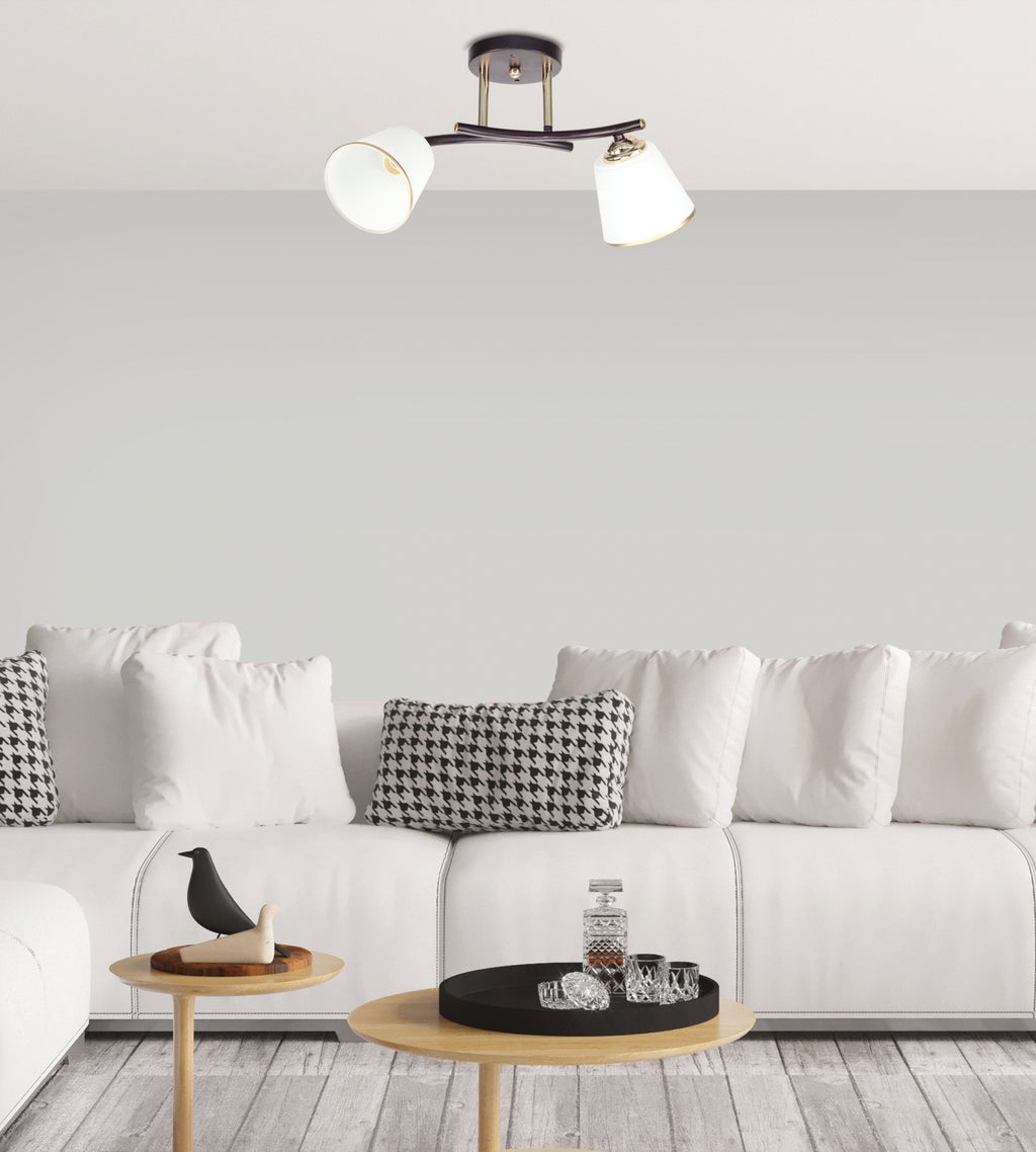 GRECO lampa sufitowa czarny+złoty 2x40 E27 klosz biały