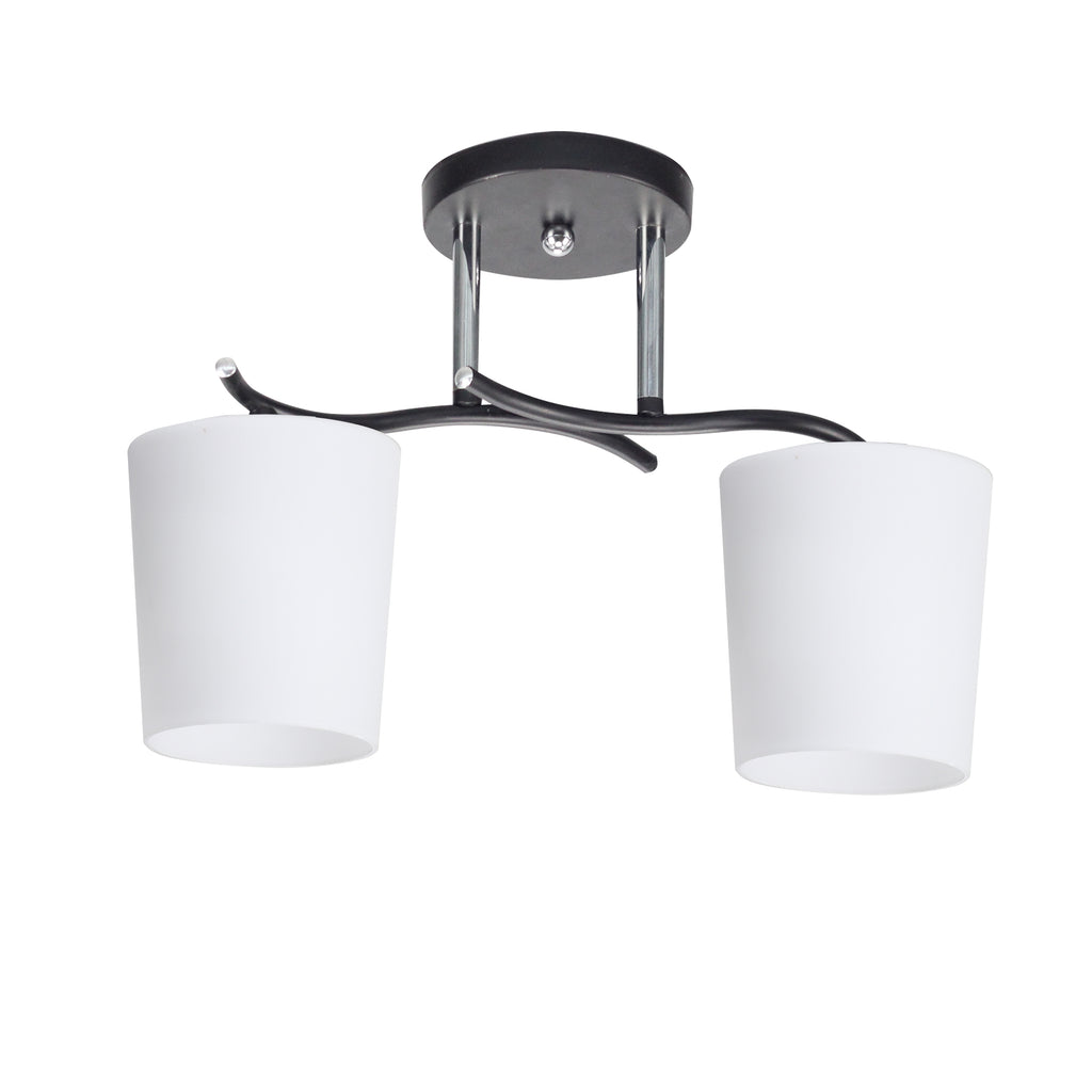 ESNYR lampa sufitowa chromowy+czarny 2x40 E27 klosz biały