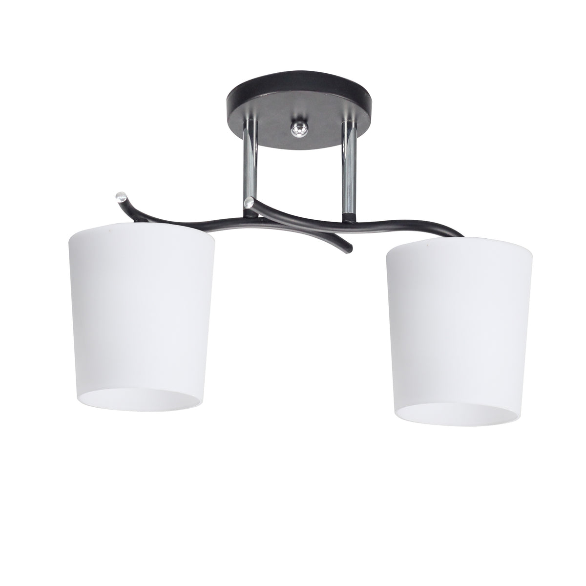 ESNYR lampa sufitowa chromowy+czarny 2x40 E27 klosz biały