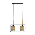 CROWN lampa wisząca czarny 2x40W E27 abażur beżowy