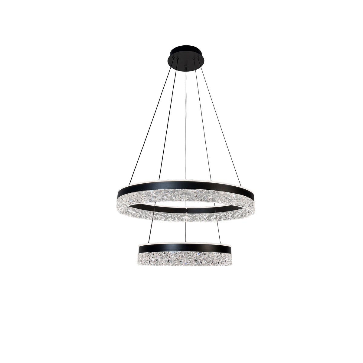 Lampa wisząca FROZI w stylu glamour – czarny klosz z kryształkami – nowoczesny żyrandol LED do luksusowego salonu