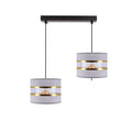 PANDY lampa wisząca czarny 2x40W E27 abażur szary+złoty