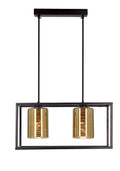 Lampa wisząca LURI 2x40W E27 czarna ze złotymi kloszami, nowoczesna oprawa sufitowa do salonu i kuchni, loftowy styl, elegancki minimalizm