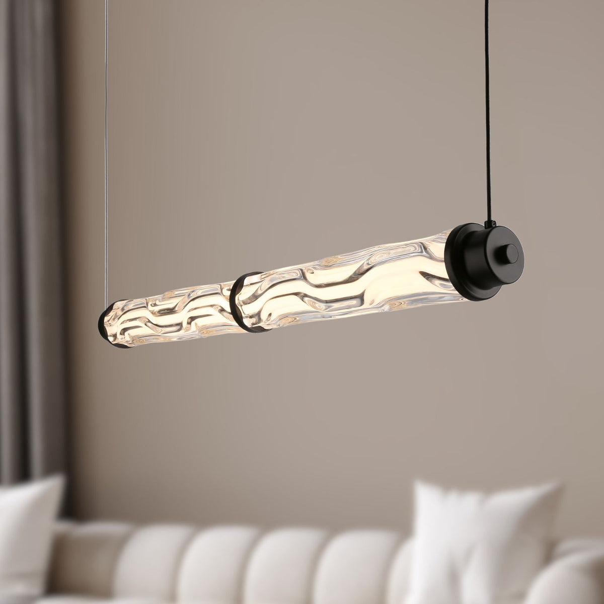 CORTE lampa wisząca pozioma czarny matowy 18W LED 3000K klosz bezbarwny