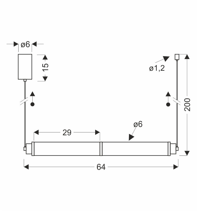 CORTE lampa wisząca pozioma czarny matowy 18W LED 3000K klosz bezbarwny