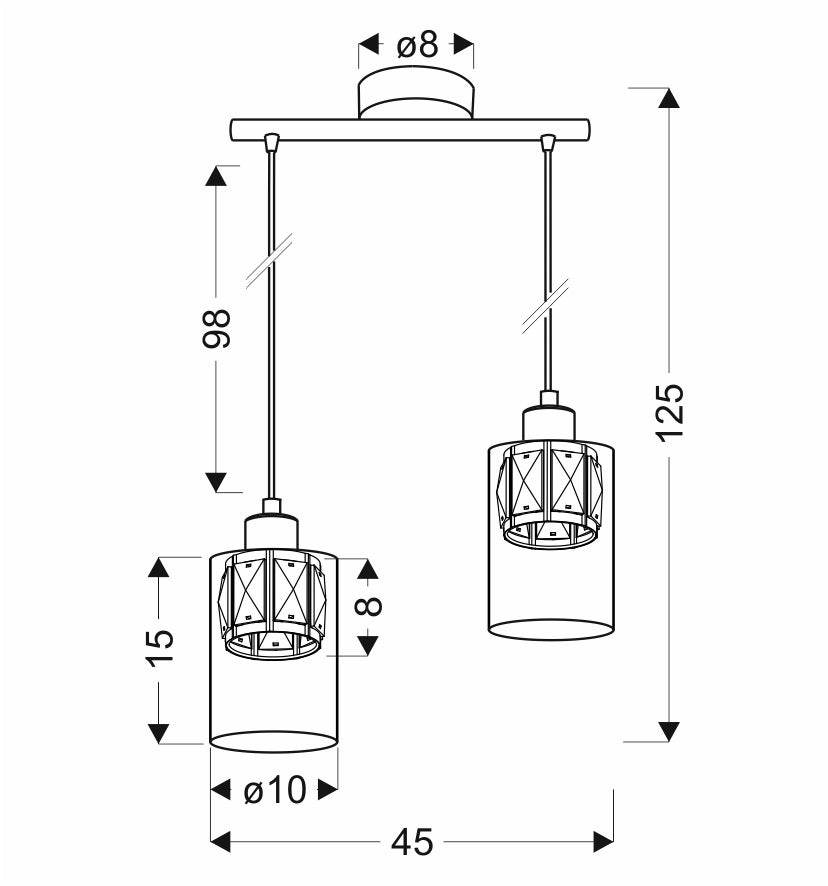 DUCATO lampa wisząca czarny +złoty 2x40W E27 klosz bursztynowy