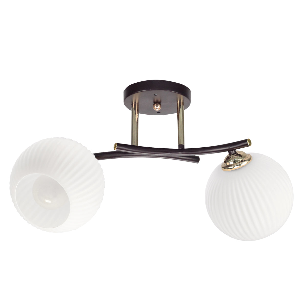 CALMO lampa sufitowa brunatny+złoty 2x40W E27 klosz biały